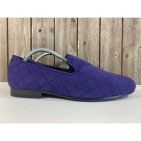 DUKE & DEXTER  MEN’S BRUSHED VELVET QUILTED LOAFER  BLUE  SHOE SIZE 12 US/ 11 UK - Picture 1 of 9